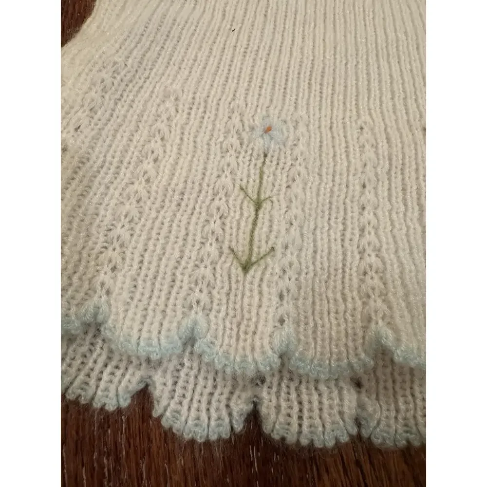 Vintage Little Ones Baby Girl 6-12 Months Embroidered Floral Sweater Made Greece